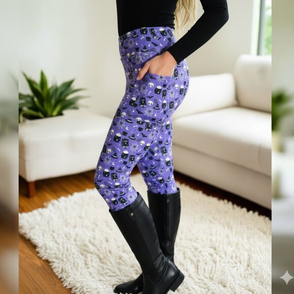 🧙‍♀️OS/TC NEW Womens Halloween Witch Leggings - Buttery Soft - Adult Costume - Picture 1 of 8